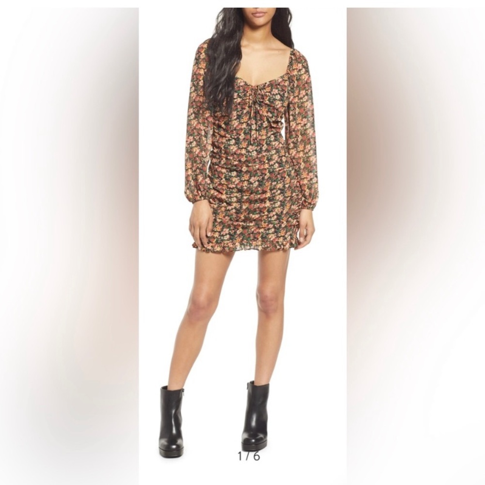 Floret Studios Floral Print long Sleeve minidress Size Large